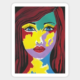 ABSTRACT Style Pretty Woman Painting Sticker